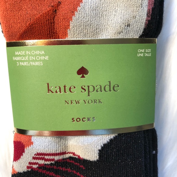 3 Pack KATE SPADE Multi FOX No Show Socks NWT - Picture 3 of 8